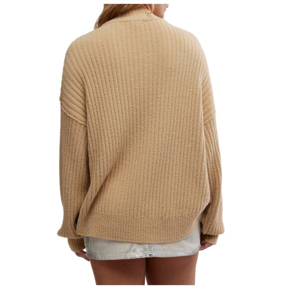Free People Cocoa Rib Henley Sweater Size XL - Picture 2 of 11